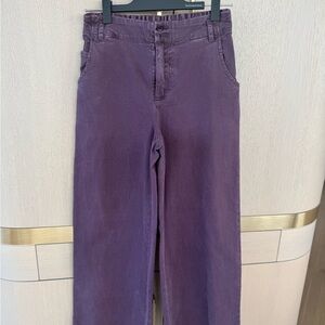 YFB( young fabulous and broke) wide leg jeans in grape purple elastic waste.